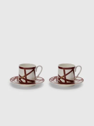 Missoni Nastri 2er-set Kaffeetassen & Teller In Bordeaux