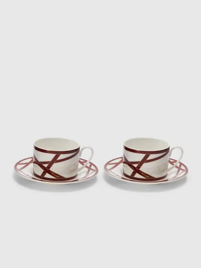 Missoni Nastri 2er-set Teetassen & Teller In Bordeaux