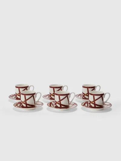 Missoni Nastri 6er-set Kaffeetassen & Teller In Bordeaux