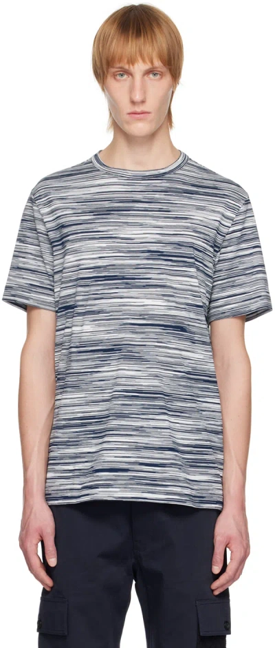 Missoni Man T-shirt Midnight Blue Size Xxl Cotton In F901b Space-dyed Bla