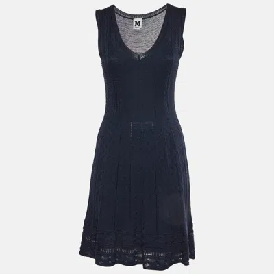Missoni Navy Blue Knit Sleeveless V-neck Dress