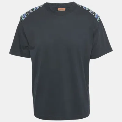 Pre-owned Missoni Navy Blue Zig Zag Detail Cotton T-shirt S