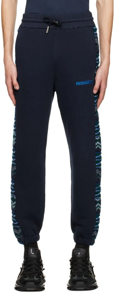 Missoni Navy Drawstring Lounge Pants In S724l Navy