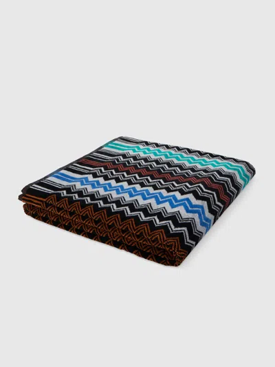 Missoni Neoclassic 150x100 Cm Beach Towel In Zigzag Cotton Terry In Black