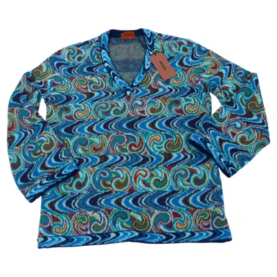 Pre-owned Missoni New And Unworn  Comma And Wave Decorated Sweater With Original Tags In Blue