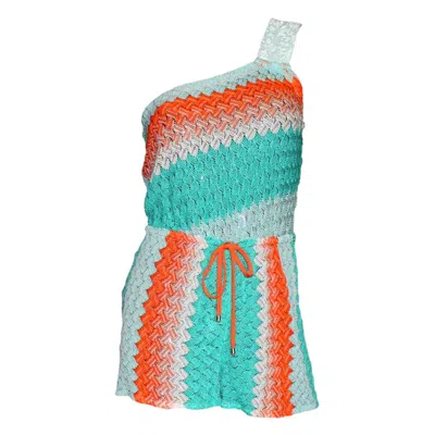 Pre-owned Missoni New  Asymmetric Sequins Crochet Knit Mini Jumpsuit Romper Playsuit 38 In Gray