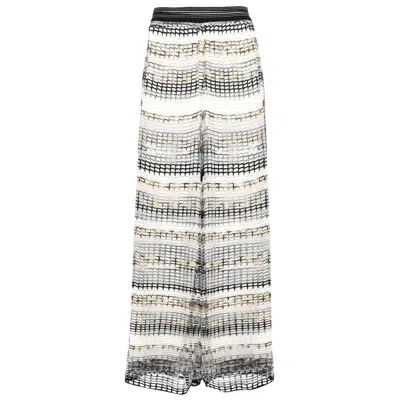 Pre-owned Missoni New  Mesh Wide Leg Crochet Knit Palazzo Pants 40 In Brown