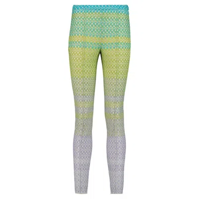 Pre-owned Missoni New  Ombre Metallic Crochet Knit Pants Trousers 42 In Gray