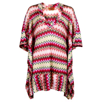 Pre-owned Missoni New  Pink Knit Chevron Kaftan Tunic Dress Cover Up 44