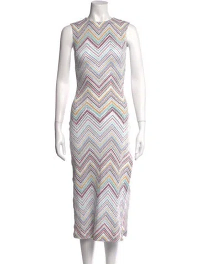 Pre-owned Missoni Nylon Midi Length Dress W/ Tags In Metallic/white