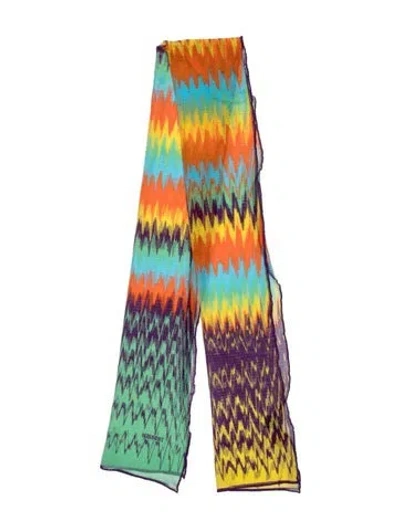 Pre-owned Missoni Nylon Patterned Scarf In Blue/orange