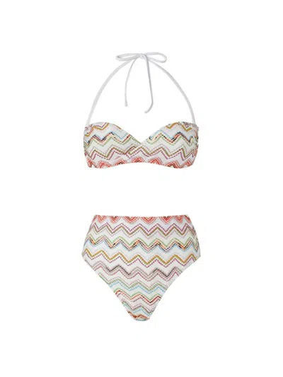 Missoni Zigzag Lamé Bikini With Structured Top In Multicolour