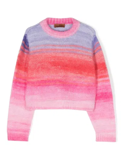 Missoni Kids' Ombré-effect Fine-knit Jumper In Pink