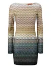 Missoni Mini Boat-neck Dress With Staggered Knit In Multi
