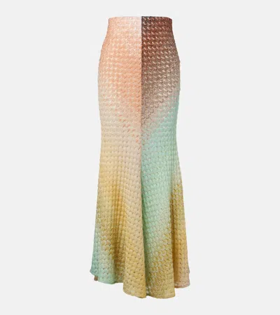 Missoni High Waist Long Lace Skirt In Multicolor