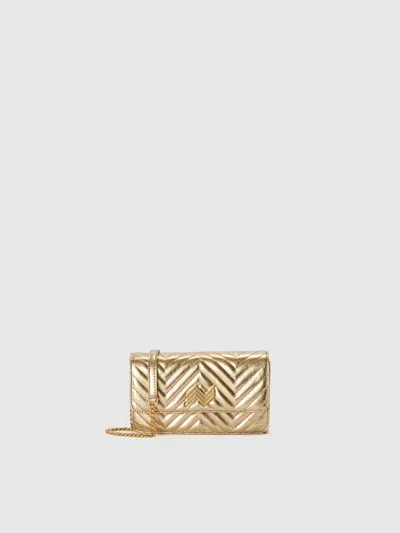 Missoni On-chain Wallet In Zig Zag Leather In Gold