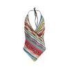 Missoni Multicolored Striped One-piece With Deep V-neckline In Multi