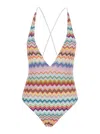 Missoni Zig Zag Motif Pixel Effect One Piece Swimwear In Multi