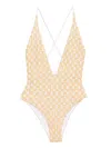 Missoni Cross-back Patterned Swimsuit In Beige