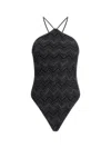Missoni Zigzag Pattern One Piece Swimsuit In Blk/multilame