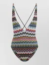 Missoni One Piece Swimsuit Cross Back V Neckline In Multi