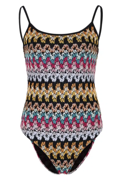 Missoni One Piece Swimsuit In Lame Viscose Lace In Multi