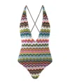 Missoni One Piece Swimsuit Cross Back V Neckline In Multi