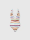 Missoni Pixel-effect Zigzag Pattern One-piece Swimsuit In Multi