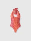 Missoni Chevron Halter One-piece Swimsuit In Red