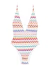 Missoni Zigzag-pattern Cross-back Swimsuit In Multi