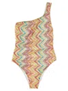 Missoni One-shoulder One-piece Swimsuit In Printed Tulle In Multicolor