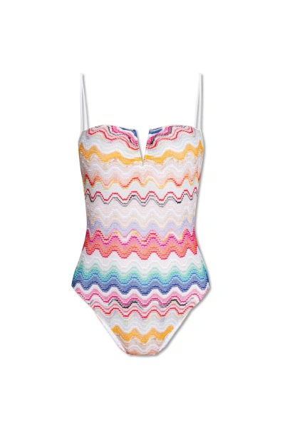 Missoni One-piece Swimsuit In Multi Color White Base