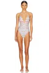 Missoni Multicolor One-piece Swimsuit With Zigzag Motif And Cut-out In Viscose Blend Woman In Multicolor With White Base