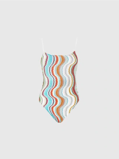 MISSONI MISSONI ONE-PIECE SWIMSUIT WITH LAMÉ WAVE PATTERN
