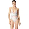 Missoni Women Zig-zag Motif V-neck Swimsuit In Multicoloured