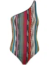 Missoni Mare One-shoulder Metallic Crochet-knit Swimsuit In H Multi Dark
