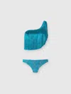 Missoni One-shoulder-bikini Aus Zickzack-lamé Aus Viskose Mit Fransen