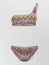 Missoni One Shoulder Bikini High Cut Textured In Multi
