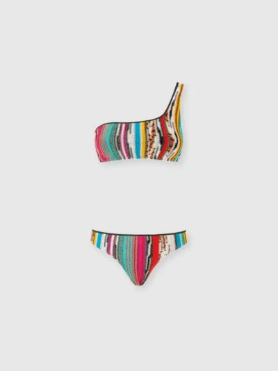 MISSONI MISSONI ONE-SHOULDER BIKINI IN LAMÉ SLUB VISCOSE