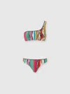 Missoni One-shoulder Multicolored Striped Bikini In Multicoloured