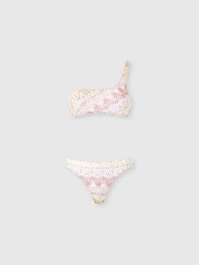 Missoni One-shoulder Bikini In Space-dye Lace In Multi