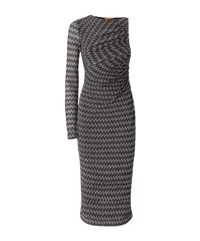 Missoni One Shoulder Dress In Black