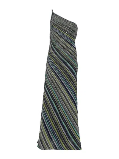 Missoni One Shoulder Dress In Blue