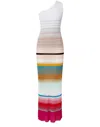 Missoni One-shoulder Dress In Striped Ribbed Knit With Lurex In Multicolor
