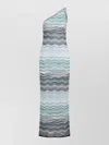 Missoni One Shoulder Maxi Dress Chevron Pattern In Multi