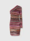 Missoni One-shoulder-minikleid Aus Geprägter Viskose Aus Lamé Mit Wellenmotiv In Multicoloured