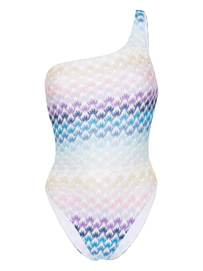 Missoni One-shoulder One-piece Swimming Costume In Multi