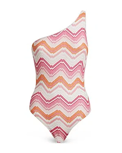 Missoni One Shoulder One Piece Swimsuit In Multi