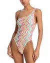 Missoni One-shoulder One-piece Swimsuit In Printed Tulle In Multicolor