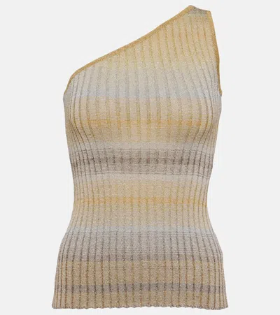 Missoni One-shoulder Ribbed-knit Lamé Top In Multicoloured